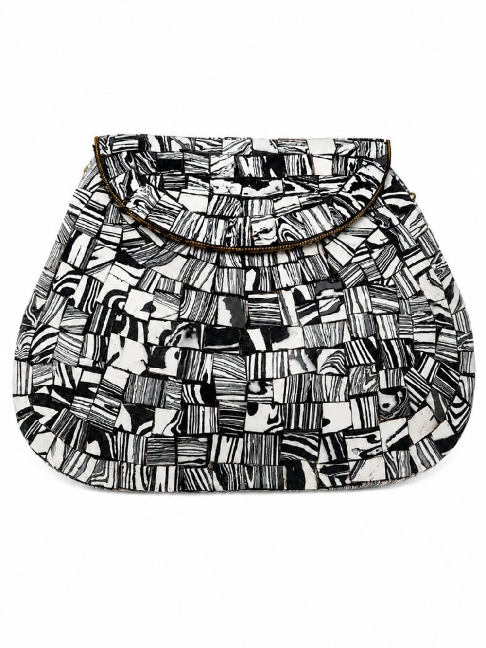 Ramla Handmade Monochrome Mosaic Stone Crossbody Clutch Bag